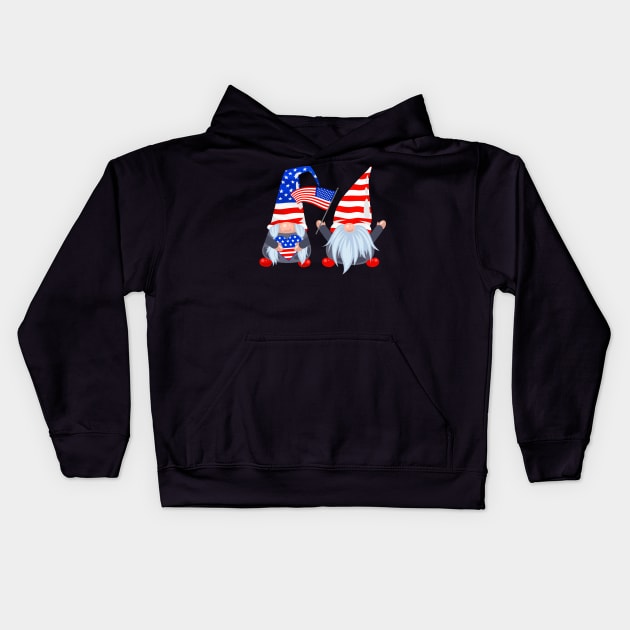 4th of july gnomes Kids Hoodie by LIFUA